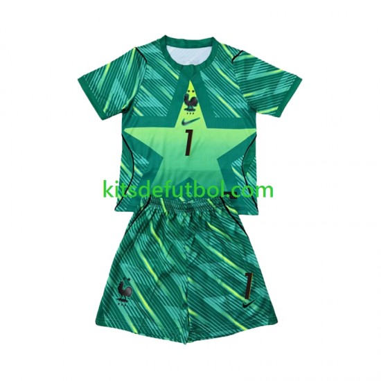 Equipación completa Niño World Cup 2026 Francia Portero Brice Samba 1 Camiseta alternativa Manga Corta