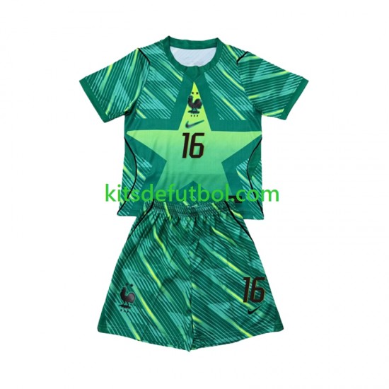 Equipación completa Niño World Cup 2026 Francia Portero Mike Maignan 16 Camiseta alternativa Manga Corta