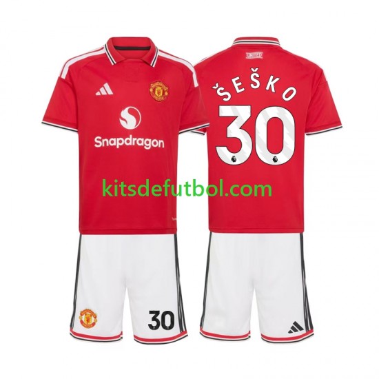 Equipación completa Niño Manchester United Benjamin Sesko 30 Camiseta de local 2026-2027 Manga Corta