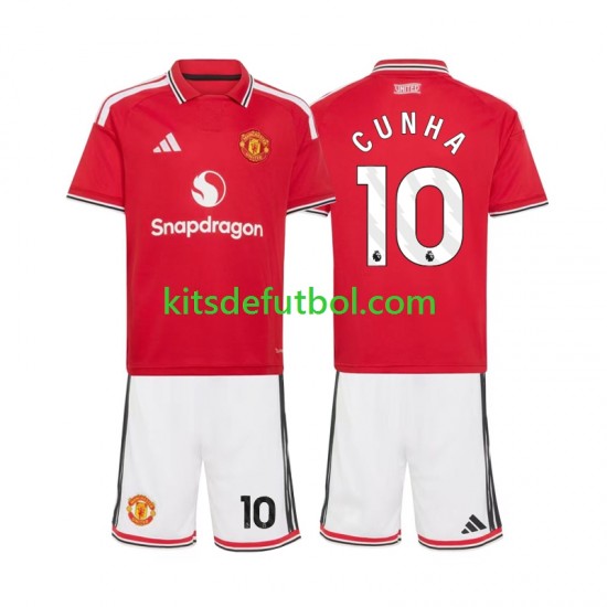 Equipación completa Niño Manchester United Matheus Cunha 10 Camiseta de local 2026-2027 Manga Corta
