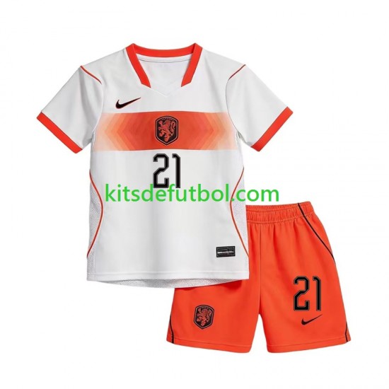 Equipación completa Niño World Cup 2026 Países Bajos Denzel Dumfries 22 Camiseta de visitante Manga Corta
