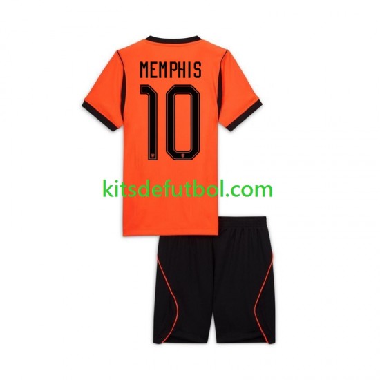 Equipación completa Niño World Cup 2026 Países Bajos Memphis Depay 10 Camiseta de local Manga Corta