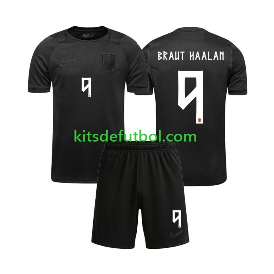 Equipación completa Niño World Cup 2026 Noruega Braut Haaland 9 Camiseta de visitante Manga Corta