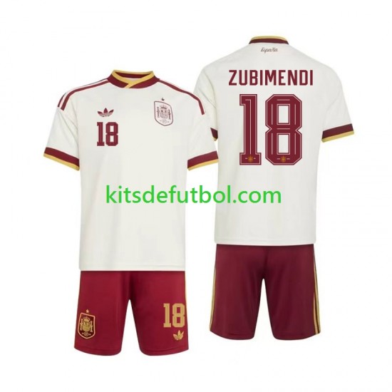 Equipación completa Niño World Cup 2026 España Martin Zubimendi 18 Camiseta de visitante Manga Corta