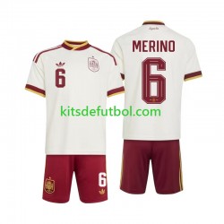 Equipación completa Niño World Cup 2026 España Mikel Merino 6 Camiseta de visitante Manga Corta
