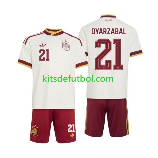 Equipación completa Niño World Cup 2026 España Mikel Oyarzabal 21 Camiseta de visitante Manga Corta