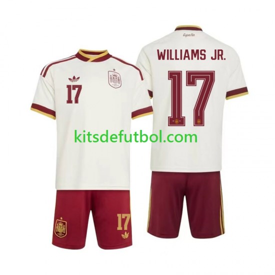 Equipación completa Niño World Cup 2026 España Nico Williams 17 Camiseta de visitante Manga Corta