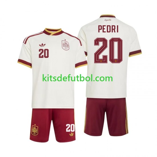 Equipación completa Niño World Cup 2026 España Pedri 20 Camiseta de visitante Manga Corta