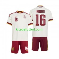 Equipación completa Niño World Cup 2026 España Rodri 16 Camiseta de visitante Manga Corta