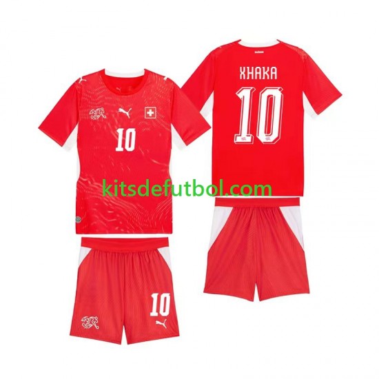 Equipación completa Niño World Cup 2026 Suiza Granit Xhaka 10 Camiseta de local Manga Corta