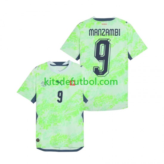 World Cup 2026 Suiza Johan Manzambi 9 Hombre Camiseta de visitante Manga Corta