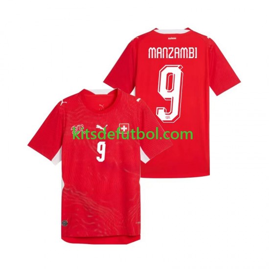 World Cup 2026 Suiza Johan Manzambi 9 Hombre Camiseta de local Manga Corta
