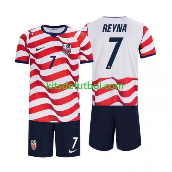 Equipación completa Niño World Cup 2026 Estados Unidos Giovanni Reyna 7 Camiseta de local Manga Corta