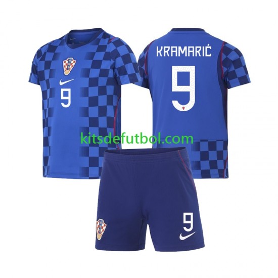 Equipación completa Niño Croacia Andrej Kramaric 9 World Cup 2026 Camiseta de visitante Manga Corta