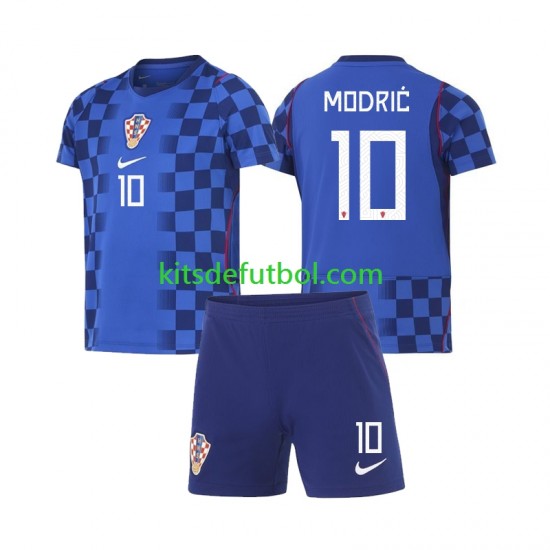 Equipación completa Niño Croacia Luka Modric 10 World Cup 2026 Camiseta de visitante Manga Corta