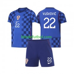 Equipación completa Niño Croacia Luka Vuskovic 22 World Cup 2026 Camiseta de visitante Manga Corta