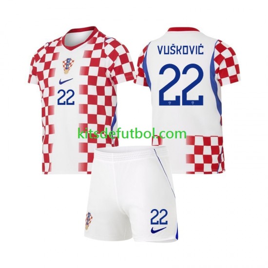 Equipación completa Niño Croacia Luka Vuskovic 22 World Cup 2026 Camiseta de local Manga Corta