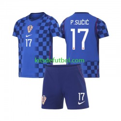 Equipación completa Niño Croacia Petar Sucic 17 World Cup 2026 Camiseta de visitante Manga Corta