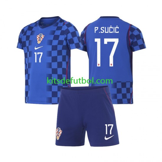 Equipación completa Niño Croacia Petar Sucic 17 World Cup 2026 Camiseta de visitante Manga Corta
