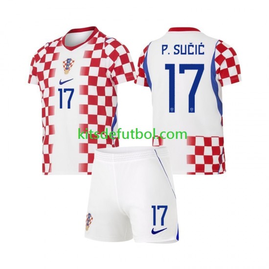 Equipación completa Niño Croacia Petar Sucic 17 World Cup 2026 Camiseta de local Manga Corta