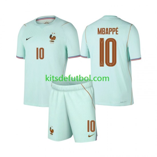 Equipación completa Niño Francia Kylian Mbappe 10 World Cup 2026 Camiseta de visitante Manga Corta