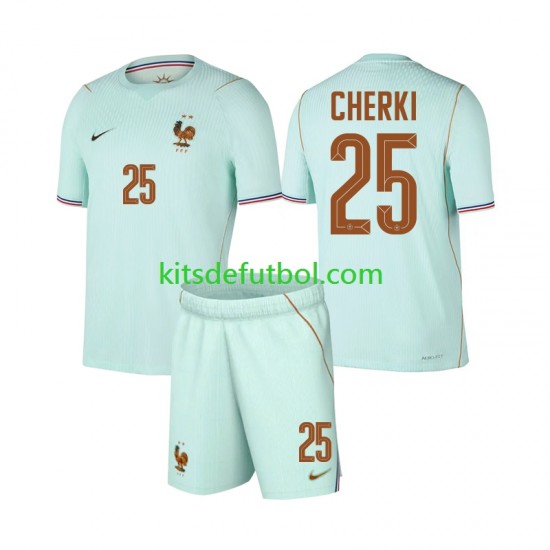 Equipación completa Niño Francia Rayan Cherki 25 World Cup 2026 Camiseta de visitante Manga Corta
