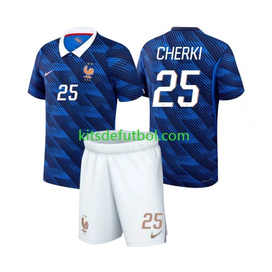 Equipación completa Niño Francia Rayan Cherki 25 World Cup 2026 Camiseta de local Manga Corta