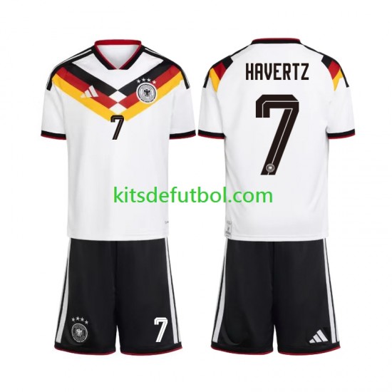 Equipación completa Niño Alemania Kai Havertz 7 World Cup 2026 Camiseta de local Manga Corta