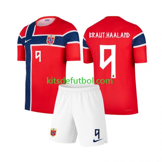 Equipación completa Niño Noruega Erling Haaland 9 World Cup 2026 Camiseta de local Manga Corta
