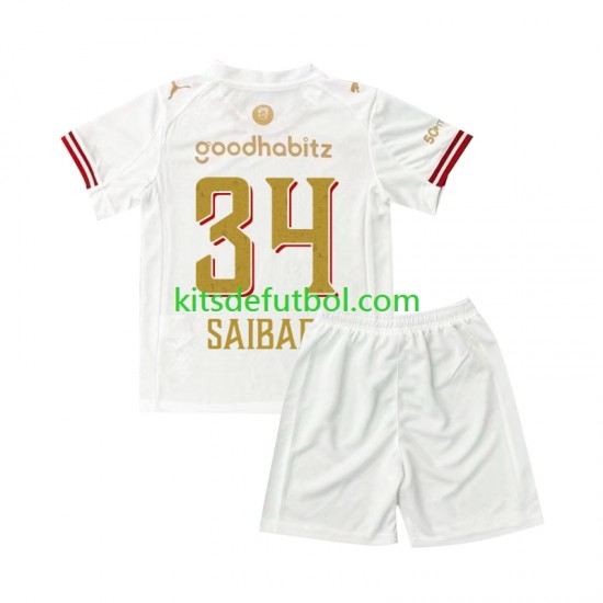 Equipación completa Niño PSV Eindhoven Ismael Saibari 34 Efteling Camiseta Cuarta 2025-2026 Manga Corta