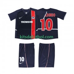 Equipación completa Niño AC Milan RONALDINHO 10 Retro 2002 2003 Camiseta de local Manga Corta