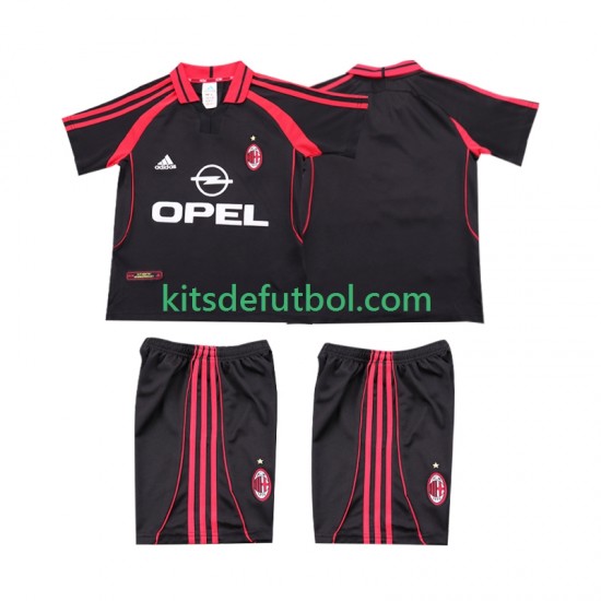 Equipación completa Niño AC Milan Retro 2000 2001 Camiseta alternativa Manga Corta