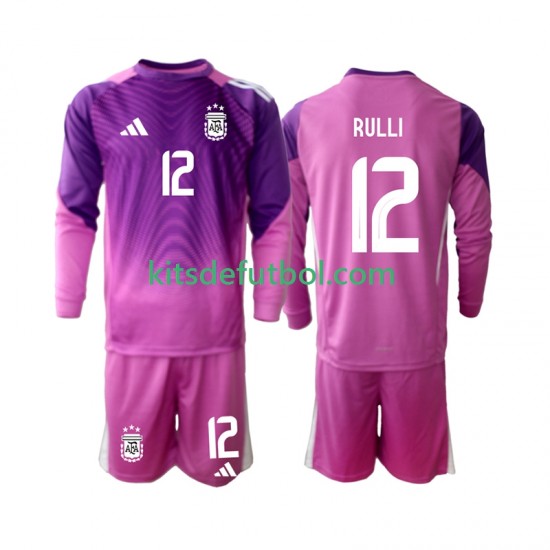 Equipación completa Niño Argentina Portero Geronimo Rulli 12 2025 Camiseta de local Manga Larga