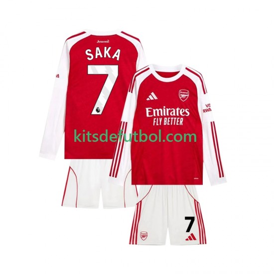 Equipación completa Niño Arsenal Bukayo Saka 7 Camiseta de local 2025-2026 Manga Larga