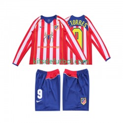 Equipación completa Niño Atlético Madrid F TORRES 9 Retro 2004 2005 Camiseta de local Manga Larga