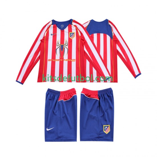 Equipación completa Niño Atlético Madrid Retro 2004 2005 Camiseta de local Manga Larga