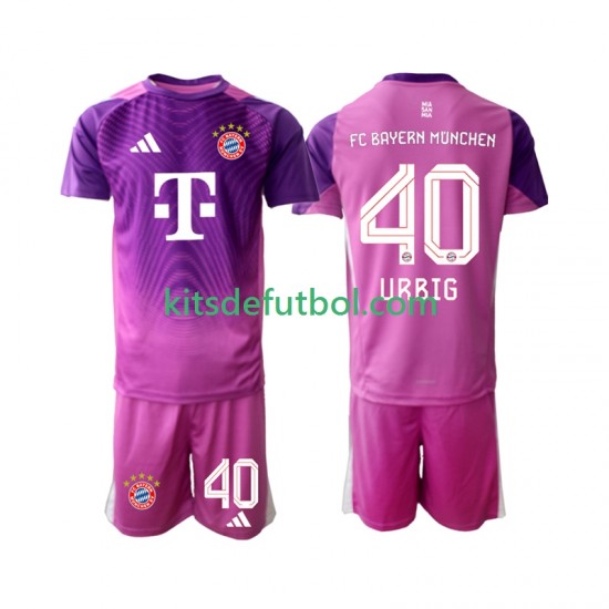 Equipación completa Niño Bayern de Múnich Portero Jonas Urbig 40 Camiseta Cuarta 2025-2026 Manga Corta