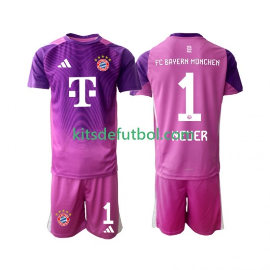 Equipación completa Niño Bayern de Múnich Portero Manuel Neuer 1 Camiseta Cuarta 2025-2026 Manga Corta