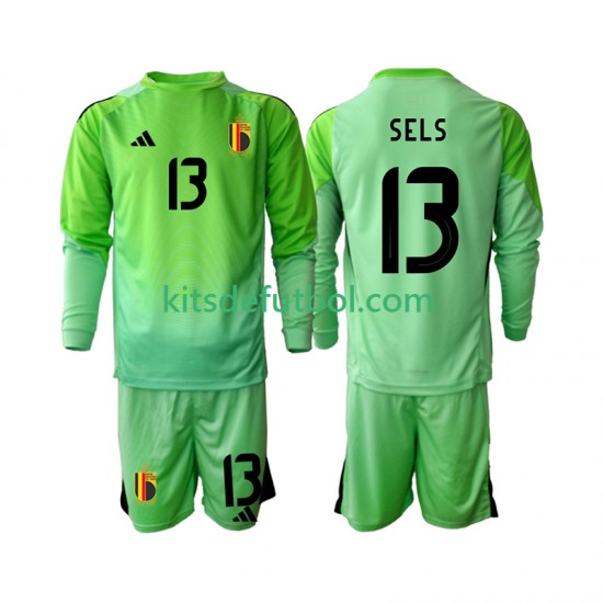Equipación completa Niño Bélgica Portero Matz Sels 13 2025 Camiseta de local Manga Larga
