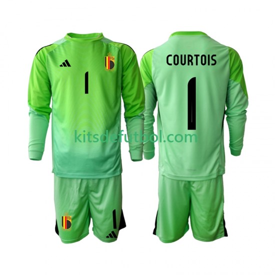 Equipación completa Niño Bélgica Portero Thibaut Courtoi 1 2025 Camiseta de local Manga Larga