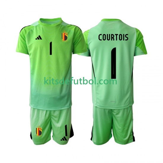 Equipación completa Niño Bélgica Portero Thibaut Courtoi 1 2025 Camiseta de local Manga Corta
