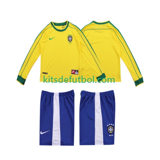 Equipación completa Niño Brasil Retro 1998 Camiseta de local Manga Larga