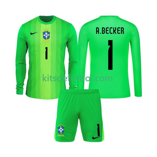 Equipación completa Niño Brasil Portero Alisson Becker 1 2026 Camiseta de local Manga Larga