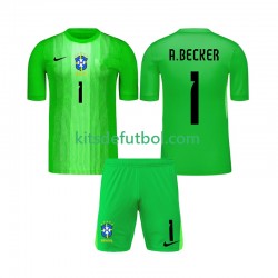 Equipación completa Niño Brasil Portero Alisson Becker 1 2026 Camiseta de local Manga Corta