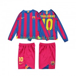 Equipación completa Niño FC Barcelona RONALDINHO 10 Retro 2005 2006 Camiseta de local Manga Larga