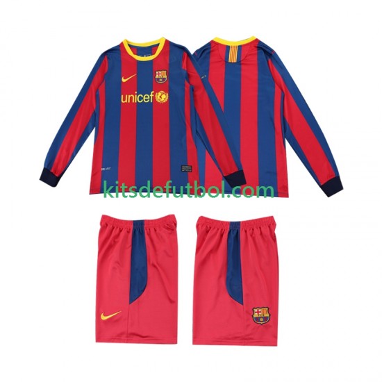 Equipación completa Niño FC Barcelona Retro 2010 2011 Camiseta de local Manga Larga