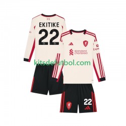 Equipación completa Niño Liverpool Hugo Ekitike 22 Camiseta de visitante 2025-2026 Manga Larga