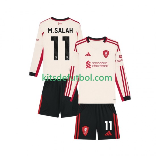 Equipación completa Niño Liverpool Mohamed Salah 11 Camiseta de visitante 2025-2026 Manga Larga