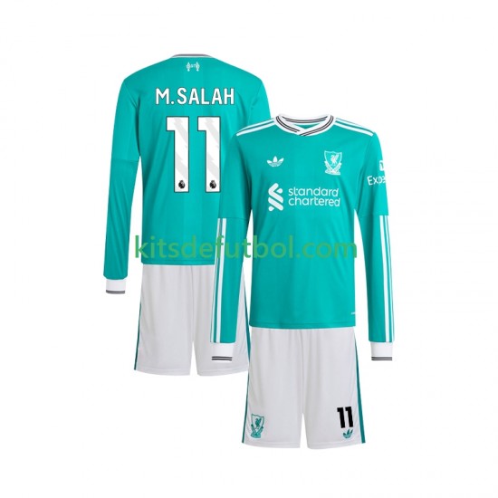 Equipación completa Niño Liverpool Mohamed Salah 11 Camiseta alternativa 2025-2026 Manga Larga