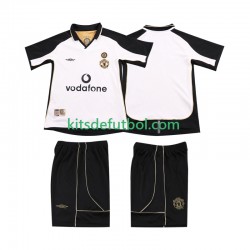 Equipación completa Niño Manchester United Anniversary Football Shirt 2001 2002 de visitante Manga Corta